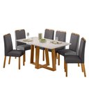 Ver imagem 1 de Conjunto Sala de Jantar Mesa Rubi 160x90 6 Cadeiras Anitta Ype/off White/veludo Cinza
