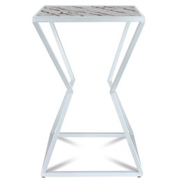 Mesa de Canto Lateral Alta Quadrada para Sala Austria - Branca Vulcano - 4