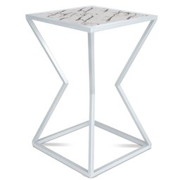 Mesa de Canto Lateral Alta Quadrada para Sala Austria - Branca Vulcano - 6