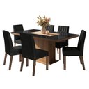 Ver imagem 2 de Conjunto Sala de Jantar Tampo de Vidro 6 Cadeiras Rustic/Preto/Oxford Dinan Madesa