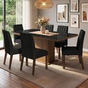 Ver imagem 1 de Conjunto Sala de Jantar Tampo de Vidro 6 Cadeiras Rustic/Preto/Oxford Dinan Madesa