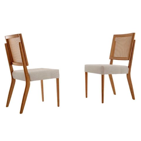 Conjunto com 2 Cadeiras Aila Moderna Mobília Linho Off White-cinam.imbuia