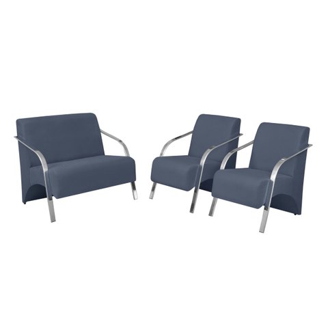 Conjunto Vênus Braço Alumínio 1 Namoradeira de 2 Lugares e 1 uma Poltrona de 1 Lugar D Salla Suede. 