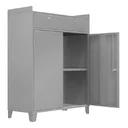 Ver imagem 1 de Armário de Aço 2 Portas 1 Prateleira para Ferramentas Ferramenteiro Duplo com Chave Cinza