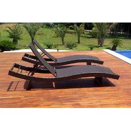 Espreguiçadeira de Piscina Açucena em Fibra Sintética e Alumínio Cor Tabaco - 3