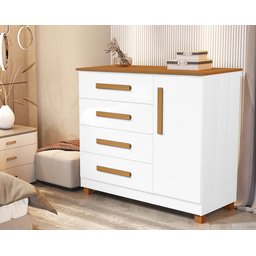 Cômoda com Sapateira 4 Gavetas 1 Porta Grécia:branco Nature - 2