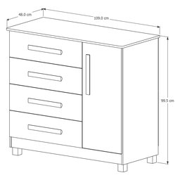 Cômoda com Sapateira 4 Gavetas 1 Porta Grécia:branco Nature - 4