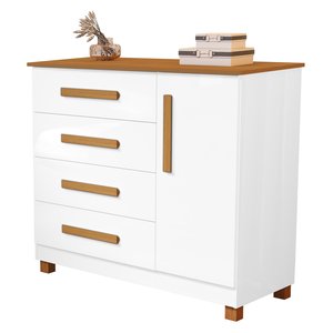 Cômoda com Sapateira 4 Gavetas 1 Porta Grécia:branco Nature