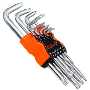 Jogo De Chave 9 Peças Torx Profissional Curta Em L Aço