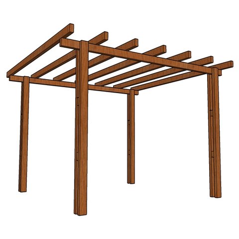 Pergolado em Madeira Plástica Maciça Marrom com 7 Peças na Cobertura 100% Reciclado 3m / Lc-39 Lanci