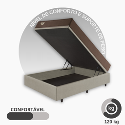 Cama Box com Baú 138x188 com Colchão Casal Relax Adorabile Molas Ensacadas Ecoflex Courino Linho - 4