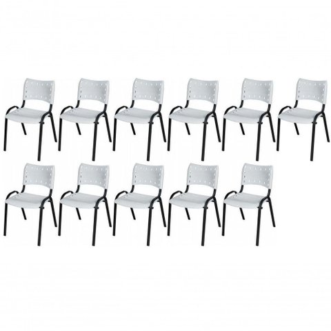 Cadeira Iso Base Preto , Escritório Branco Kit 11 Un