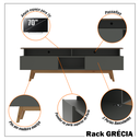 Ver imagem 4 de Rack com Painel Ripado para Tv até 70 Polegadas 2 Gavetas Grécia 180cm