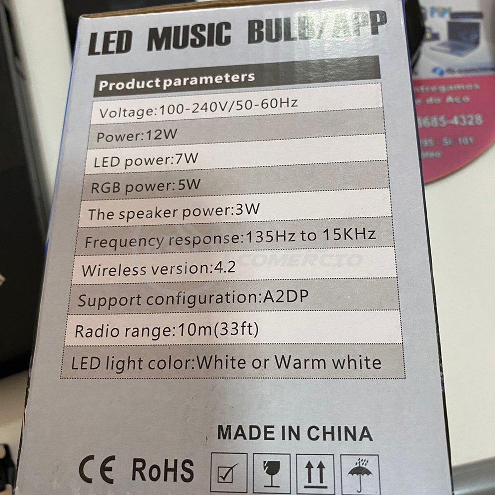 Lâmpada LED 12w E27 RGB Colorida com Caixa de Som Bluetooth e Controle Remoto - 5