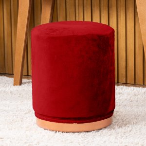 Capa de Puff Redondo Grande Avulsa Lisa Ajustável com Elástico - Tecido Veludo Decoração Banquinho L