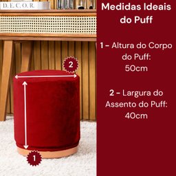 Capa de Puff Redondo Grande Avulsa Lisa Ajustável com Elástico - Tecido Veludo Decoração Banquinho L - 4