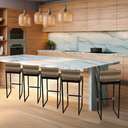 Ver imagem 6 de Kit 5 Banquetas Quadrada Junco Cappuccino para Balcão Ilha Cozinha Área Gourmet Bancada Piscina Bar