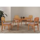Ver imagem 1 de Sala Jantar Mesa Havana Tampo Curvo 120cm+4 Cadeiras Havana Naturale - Linho Capuccino - Rufato