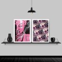 Ver imagem 1 de Kit 2 Quadros Buda Rosa Flores 33x24cm - com vidro:Madeira preta