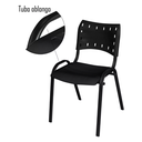 Ver imagem 3 de Kit 5 Cadeira Iso Tubo Oblongo Aço Industrial Empilhavel - Preto