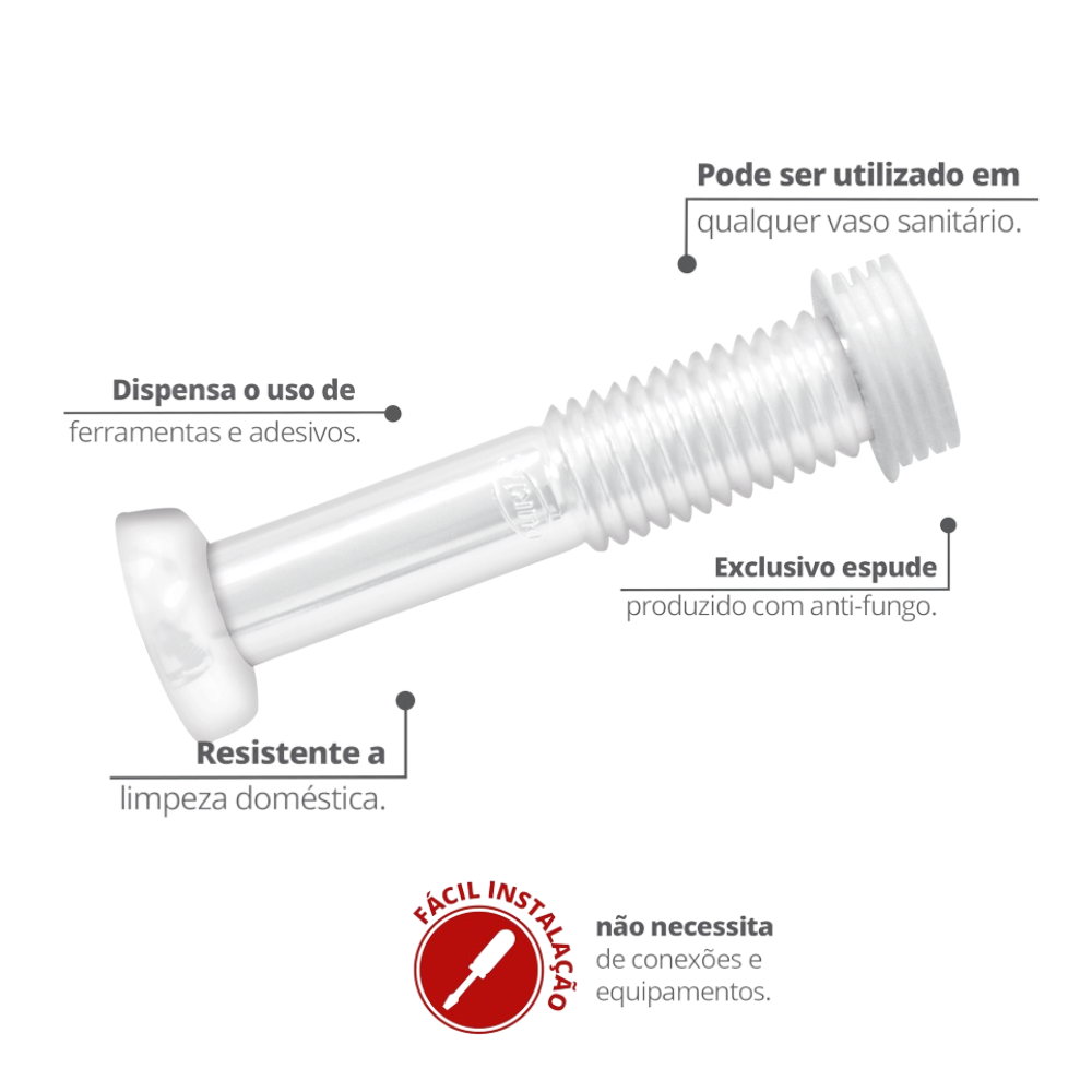 Tubo de Ligação Ajustável 240mm para Vaso Sanitário Cor Branco Durín - 2