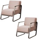Ver imagem 1 de Kit 2 Poltronas para Sala e Escritório Base de Metal Mubai Linho Bege