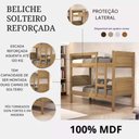 Ver imagem 3 de Beliche Bicama Solteiro Padrão Escada Grade Proteção Vira 2 Camas Amendoa