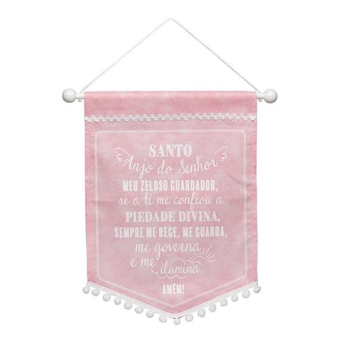 Flâmula Anjo da Guarda Rosa Menina com Oração FORNECEDOR 1 170961