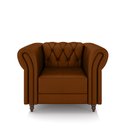 Ver imagem 5 de Kit 2 Poltronas Decorativas Sala de Estar Stanford Chesterfield Pés de Madeira Couro Conhaque g58 -