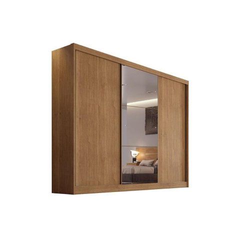 Guarda Roupa 3 Portas de Correr e 8 Gavetas C- 1 Espelho Sollo Plus Cumaru - Novo Horizonte