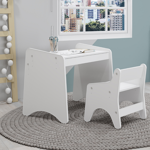Conjunto Mesa e Cadeira Infantil Montessori Branco