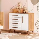 Ver imagem 6 de Cômoda Sapateira Infantil 1 Porta 4 Gavetas Magia Freijó/branco Acetinado