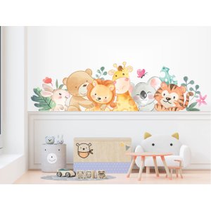 Adesivo de Parede Cabeceira de Berço Safari Aquarela