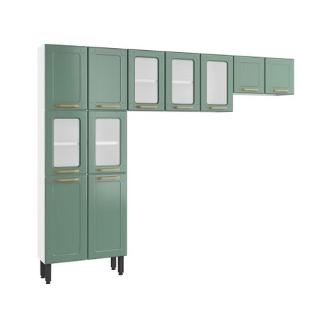 Cozinha Completa Compacta de Aço 11 Portas Colors Bertolini - Verde/branco