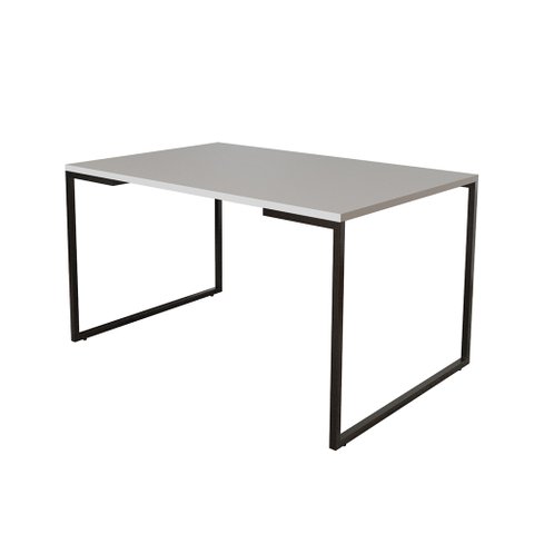 Mesa de Jantar Industrial Base Ferro Preto Tampo 137x90 Branco