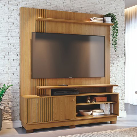 Rack Painel de Tv Frisado com Pés Ares 160cm Eras 854 Madetec