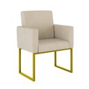 Ver imagem 1 de Poltrona Decorativa Base de Ferro Dourado Sala Recepção:bege