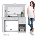 Ver mais imagens de Penteadeira 01 Porta 04 Gavetas Espelho e Led Charme Henn Branco