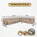 Ver imagem 7 de Sofá Magno 3.97x3.97m de Canto, Retrátil e Reclinável - Bege