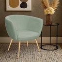 Ver imagem 2 de Poltrona Decorativa Isis Pés Palito Ouro Fosco Bouclé Verde Claro - Nexta Casa
