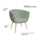 Ver imagem 3 de Poltrona Decorativa Isis Pés Palito Ouro Fosco Bouclé Verde Claro - Nexta Casa