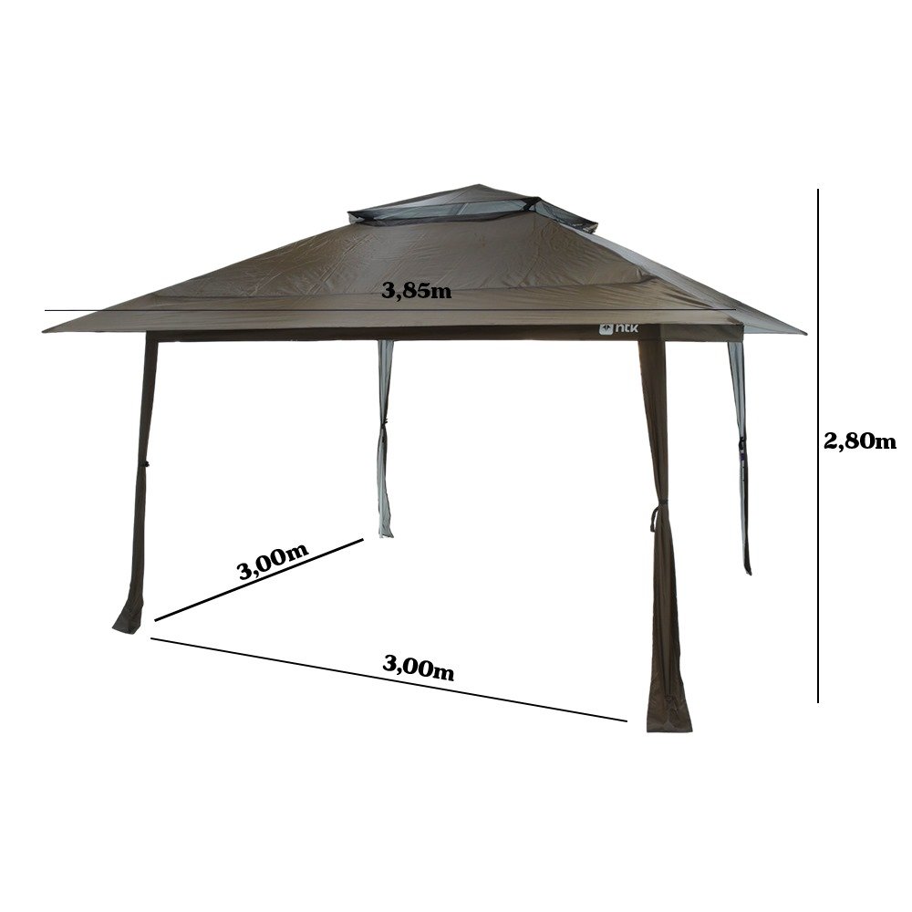 Tenda Gazebo Deluxx 3.85m X 3.85m Prot Uv +50 Impermeável - 3