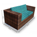 Ver imagem 2 de Conjunto de Sofá Fibra Sintética Quadrado - 1 Sofá 2L + 2 Poltronas + 1 Mesa Centro - Tecido Maiorc