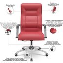 Ver imagem 2 de Cadeira de Escritório Giratória Presidente Base Cromada Kirk P03 Vinil Vermelho - Lyam Decor