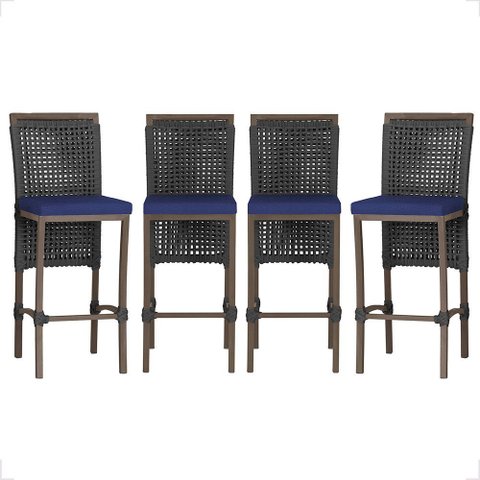 4 Banqueta em Alumínio Roma Marrom Corda Náutica Tecido 10