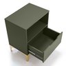 Mesa de Cabeceira Vegas 1 Gaveta com Nicho Base de Aço Design Moderno - Verde/ Pé Dourado - 9