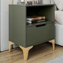 Ver imagem 1 de Mesa de Cabeceira Vegas 1 Gaveta com Nicho Base de Aço Design Moderno - Verde/ Pé Dourado