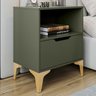 Mesa de Cabeceira Vegas 1 Gaveta com Nicho Base de Aço Design Moderno - Verde/ Pé Dourado - 1