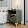 Mesa de Cabeceira Vegas 1 Gaveta com Nicho Base de Aço Design Moderno - Verde/ Pé Dourado - 2