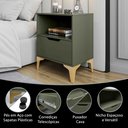 Ver imagem 6 de Mesa de Cabeceira Vegas 1 Gaveta com Nicho Base de Aço Design Moderno - Verde/ Pé Dourado